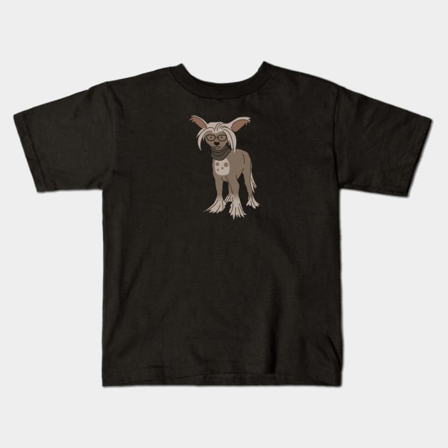 Hipster Chinese Crested Kids T-Shirt by Wlaurence